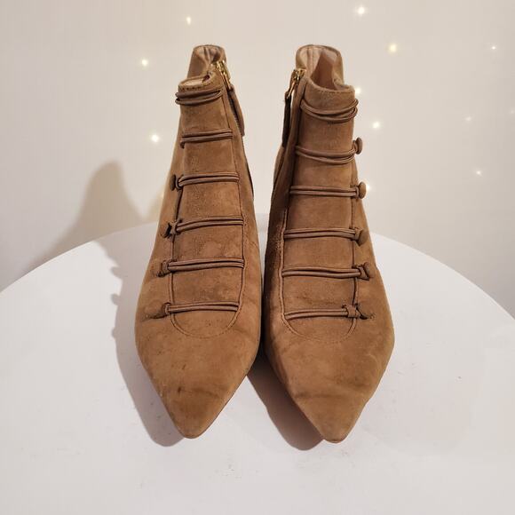 Nine West Zadan Suede Leather Kitten Heel Ankle Boots Size 6 Steampunk Victorian - Picture 2 of 11